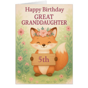 Tarjeta de cumpleaños adorable para bisnieta