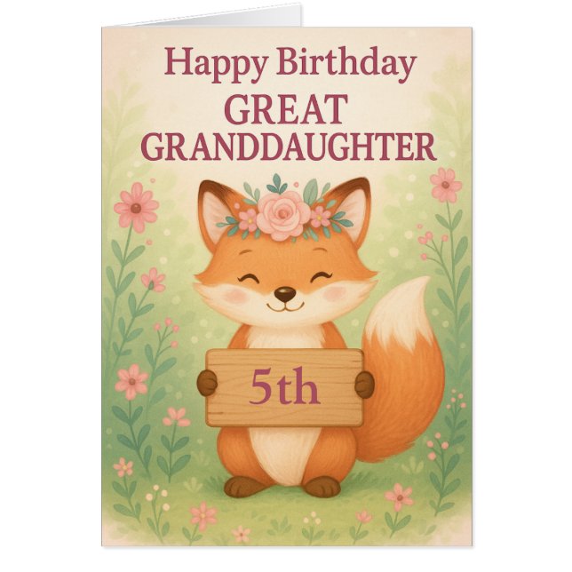 Tarjeta de cumpleaños adorable para bisnieta (Frente)