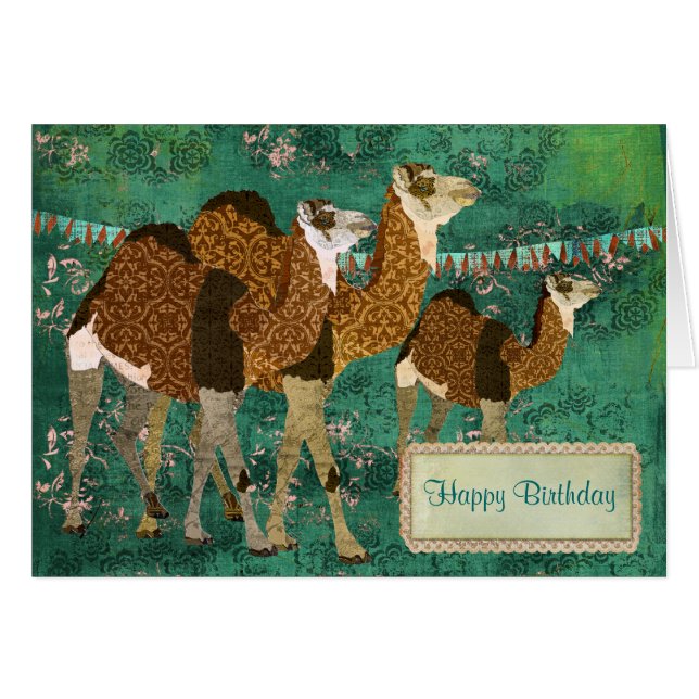 Tarjeta de cumpleaños adornada del jade de los (Anverso (Horizontal))