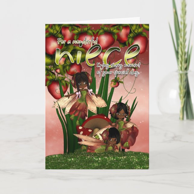 Tarjeta de cumpleaños afroamericana - Niece - Moon (Anverso)