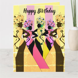 Tarjeta de cumpleaños afroamericana nubia de arte