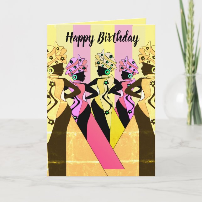 Tarjeta de cumpleaños afroamericana nubia de arte (Anverso)