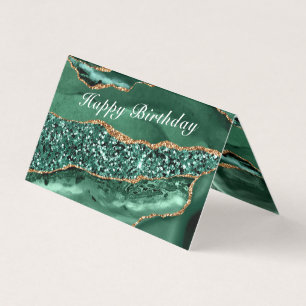 Tarjeta de cumpleaños Agate Green Gold Emarald Bir