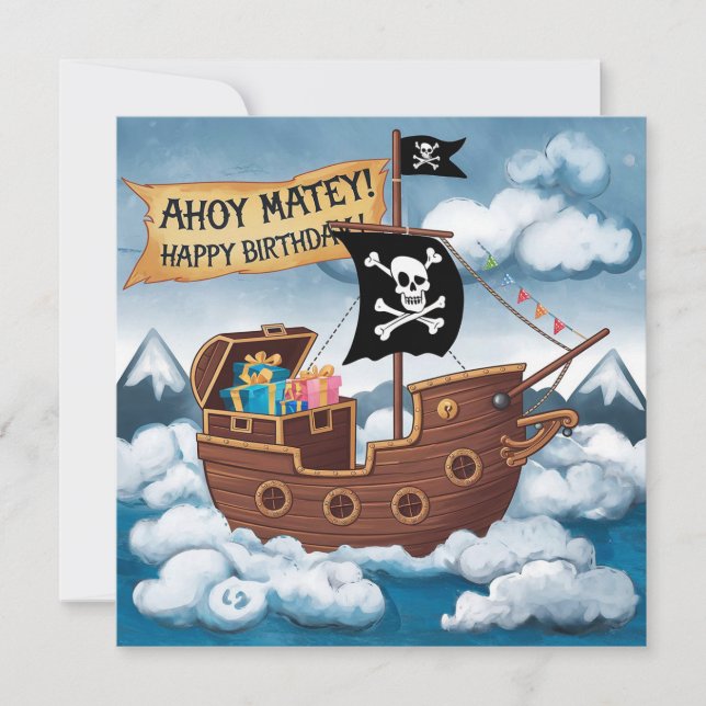 Tarjeta de cumpleaños - Ahoy Matey! (Anverso)