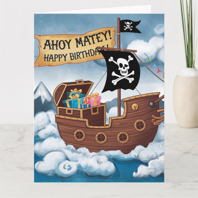 Tarjeta de cumpleaños - Ahoy Matey! (Anverso)
