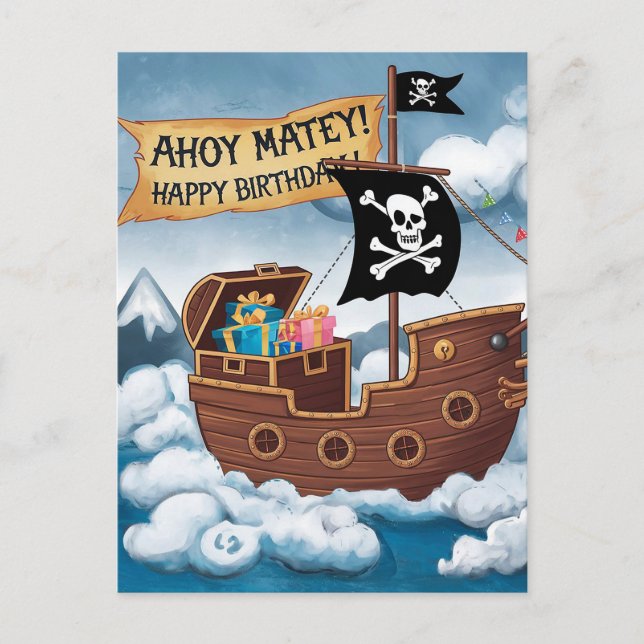 Tarjeta de cumpleaños - Ahoy Matey! (Anverso)