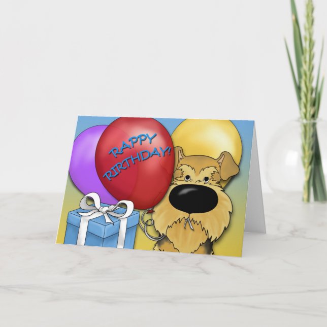 Tarjeta de cumpleaños Airedale Terrier (Anverso)
