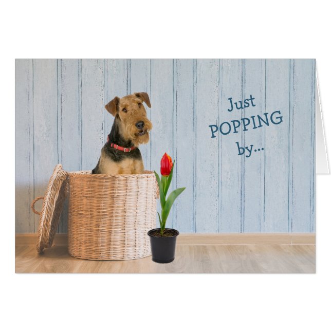Tarjeta de cumpleaños Airedale Terrier Dog Wicker  (Anverso (Horizontal))