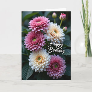 Tarjeta de cumpleaños alegre con flores vibrantes
