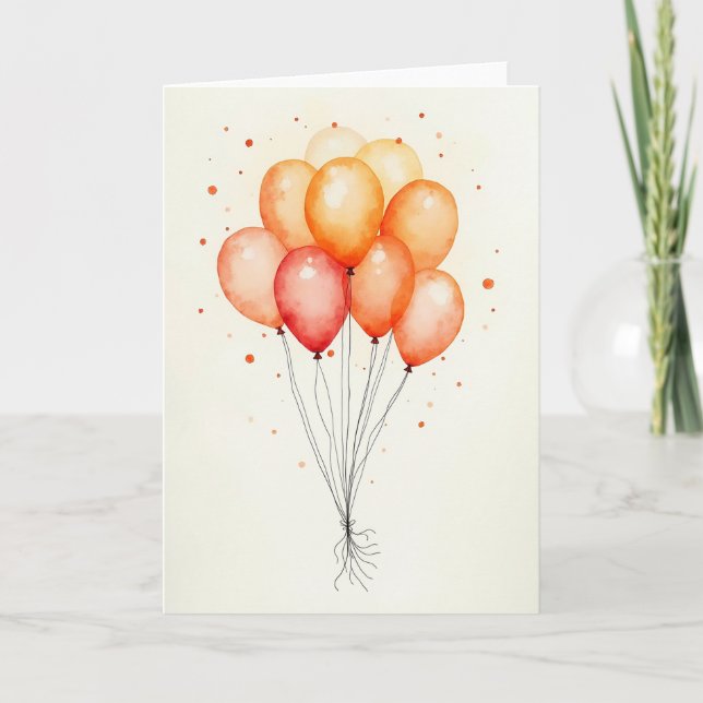 Tarjeta de cumpleaños alegre con formas de acuarel (Anverso)