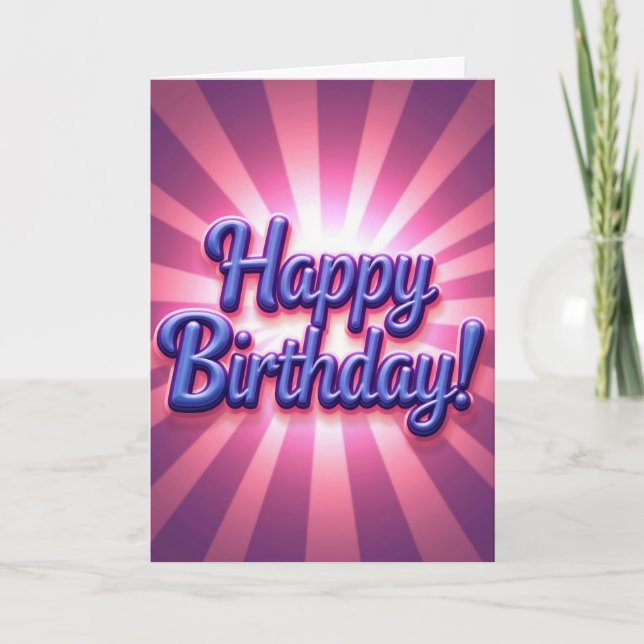 Tarjeta de cumpleaños alegre con guión brillante (Anverso)