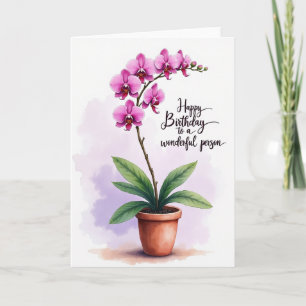 Tarjeta de cumpleaños alegre con maceta