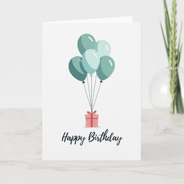 Tarjeta de cumpleaños alegre con orbe de menta (Anverso)