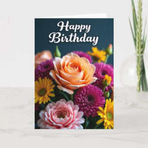 Tarjeta de cumpleaños alegre con pétalo de albaric