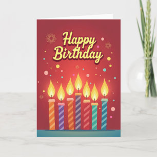 Tarjeta de cumpleaños alegre con velas encendidas