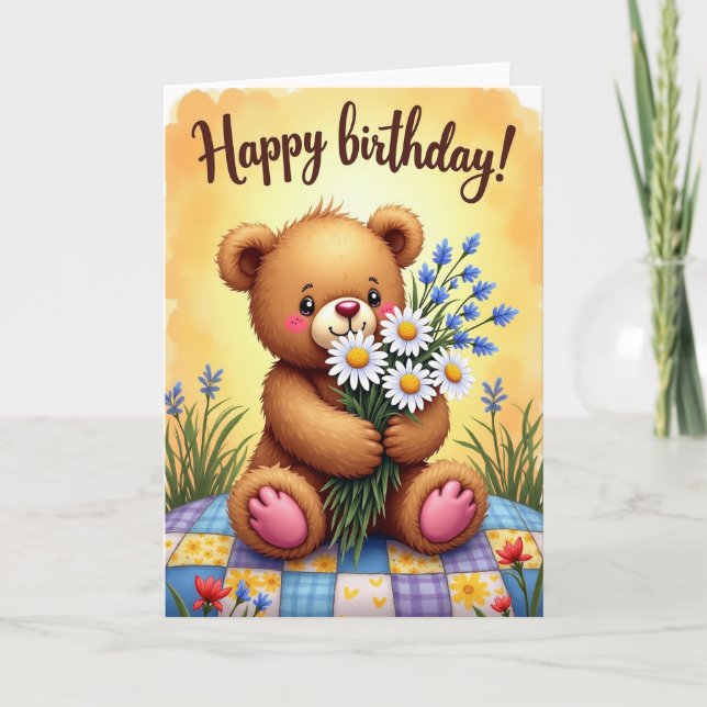 Tarjeta de cumpleaños alegre Daisy (Anverso)