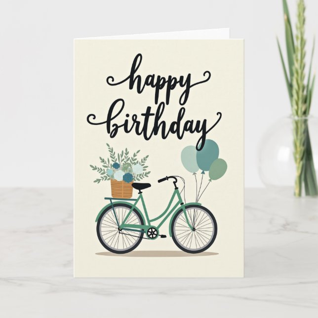 Tarjeta de cumpleaños alegre de bicicleta (Anverso)