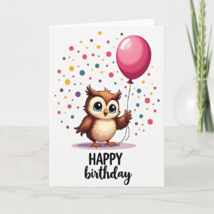 Tarjeta de cumpleaños alegre de búhos