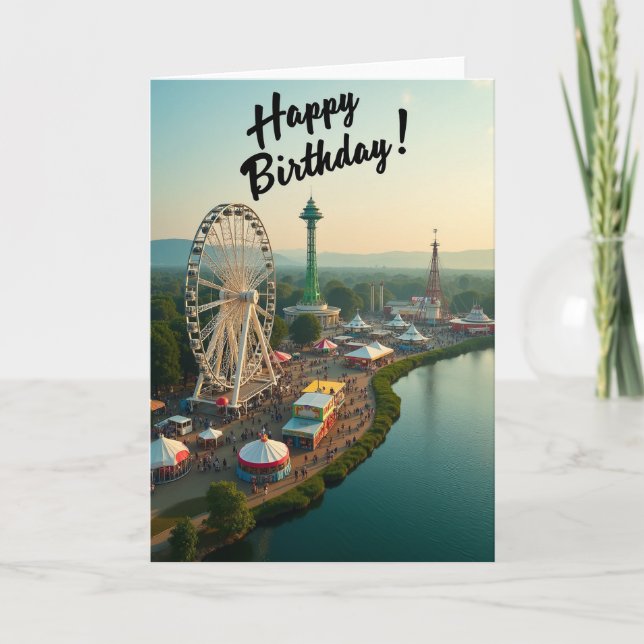 Tarjeta de cumpleaños alegre de la rueda de Ferris (Anverso)