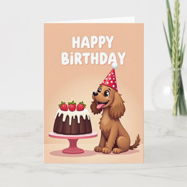 Tarjeta de Cumpleaños Alegre de Perrito Fiesta (Anverso)