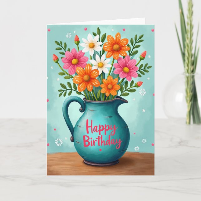 Tarjeta de cumpleaños alegre de primavera (Anverso)