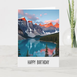 Tarjeta de cumpleaños alegre del lago alpino