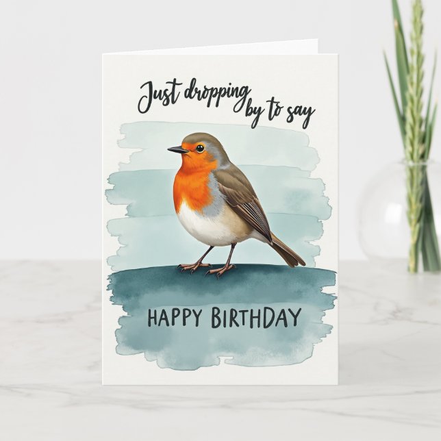 Tarjeta de cumpleaños alegre del pájaro naranja ar (Anverso)