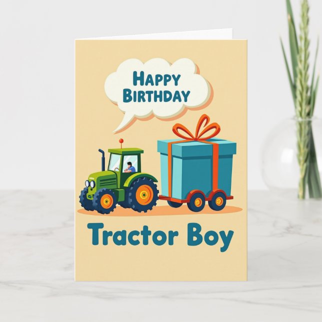 Tarjeta de cumpleaños alegre del tractor (Anverso)