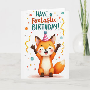 Tarjeta de cumpleaños alegre del zorro