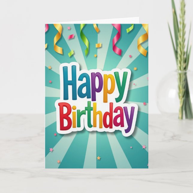 Tarjeta de cumpleaños alegre explosión de sol (Anverso)