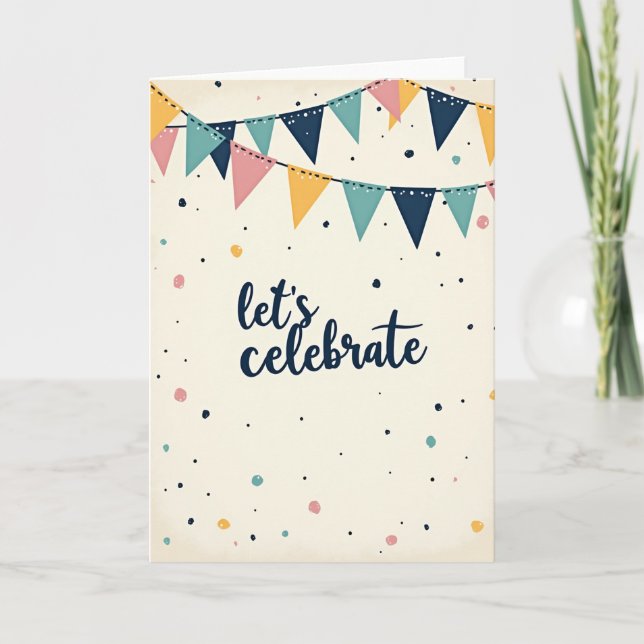 Tarjeta de cumpleaños alegre guirnalda (Anverso)
