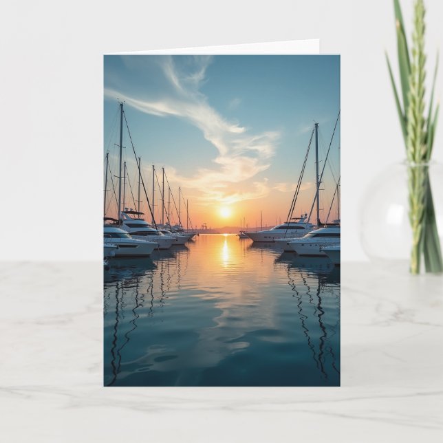Tarjeta de cumpleaños alegre Marina Sunset (Anverso)