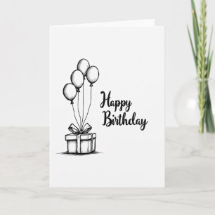 Tarjeta de cumpleaños alegre monocroma