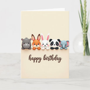 Tarjeta de cumpleaños alegre para criaturas lindas