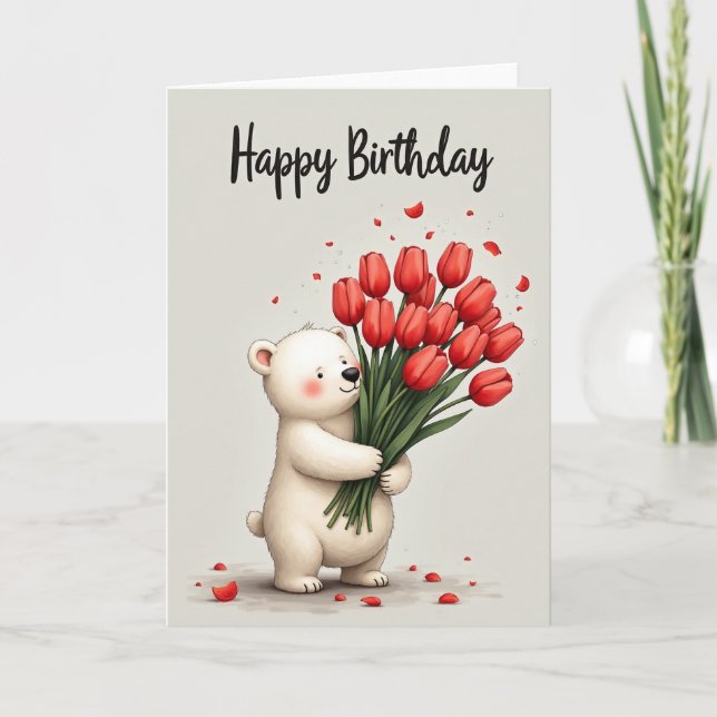 Tarjeta de cumpleaños alegre para Fluffy Cub (Anverso)