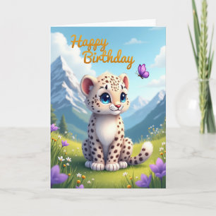 Tarjeta de cumpleaños alegre para gatito de ojos a