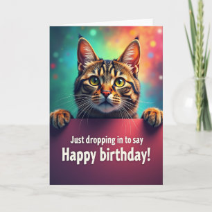 Tarjeta de cumpleaños alegre para gato atigrado