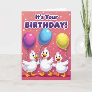 Tarjeta de cumpleaños alegre para tres pájaros