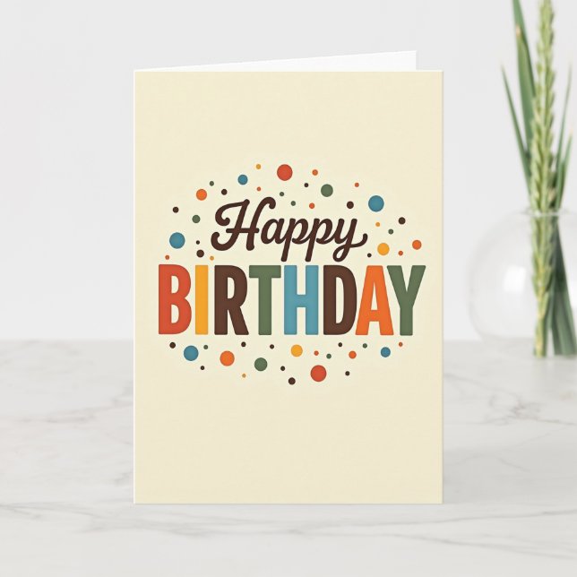 Tarjeta de cumpleaños alegre retro (Anverso)
