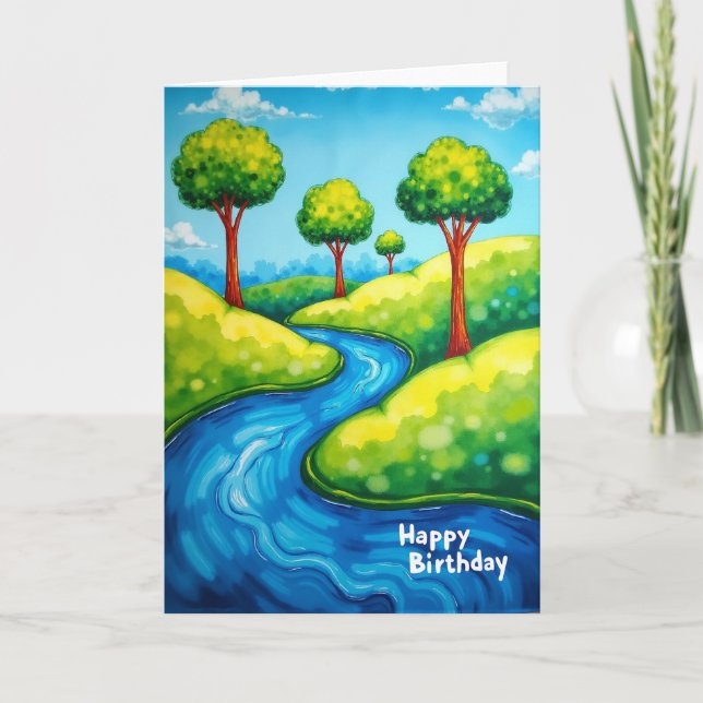 Tarjeta de cumpleaños alegre River Hills (Anverso)