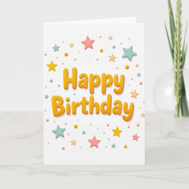 Tarjeta de cumpleaños alegre y estrellada (Anverso)
