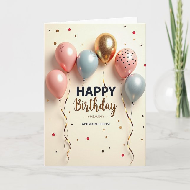 Tarjeta de cumpleaños alegre y eufórica (Anverso)