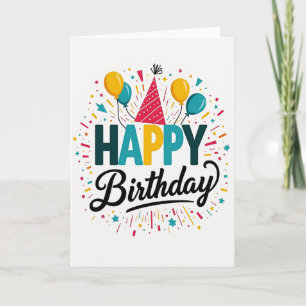 Tarjeta de cumpleaños alegre y vibrante