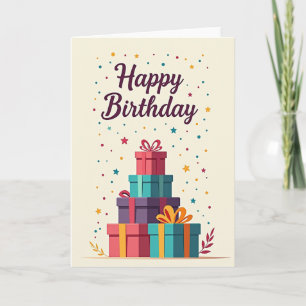 Tarjeta de cumpleaños alegre y vibrante