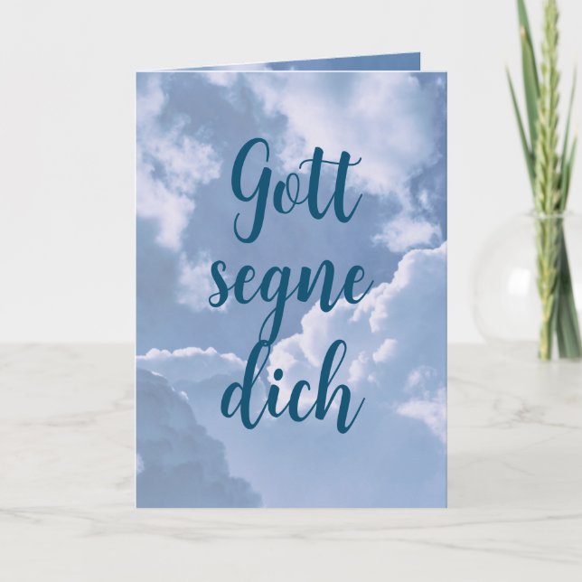 Tarjeta de cumpleaños alemana con texto "Dios te b (Anverso)