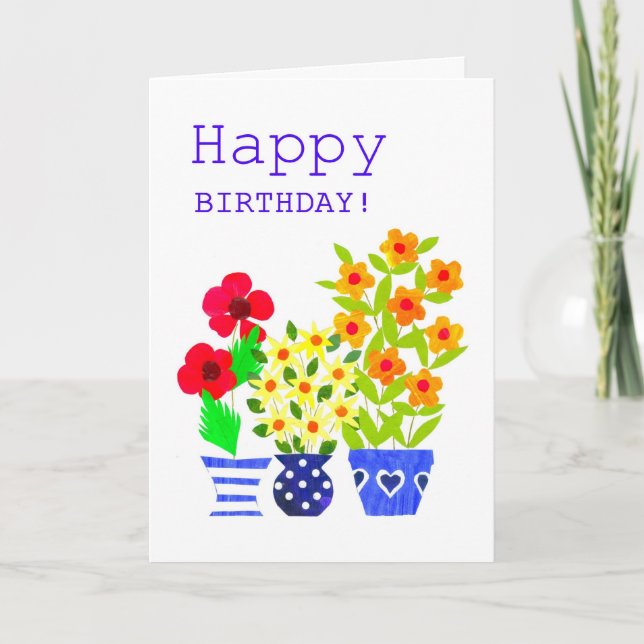 Tarjeta de cumpleaños - Alimentación de flores (Anverso)