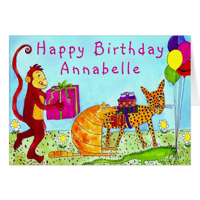 Tarjeta de cumpleaños Alphabet Fiesta Personalizad (Anverso (Horizontal))