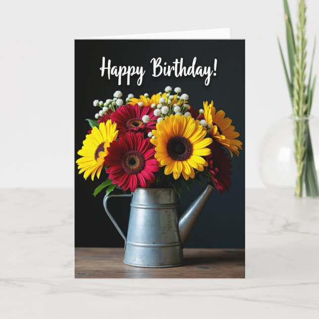 Tarjeta de cumpleaños amarilla carmesí (Anverso)