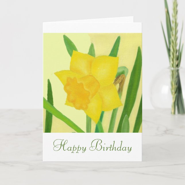 Tarjeta de cumpleaños amarilla del narciso (Anverso)