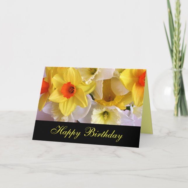 Tarjeta de cumpleaños amarilla del narciso (Anverso)